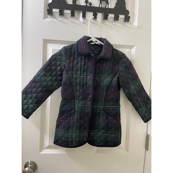 Brooks Brothers Quilted Plaid Coat Tartan Style Wool Exterior Size Girl XS